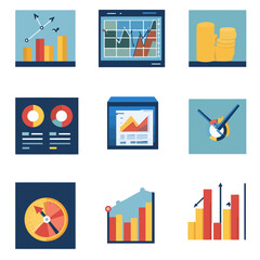 Poster - Business data analysis charts and graphs showing financial performance