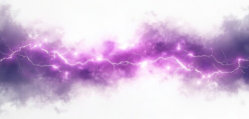Poster - Isolated purple electricity effect on transparent background. Lightning bolt with glowing flashes power, energy. Thunder strike with spark discharges electric current. Thunderstorm with laser beam,
