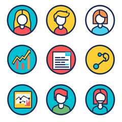 Poster - Team Icons Representing Business, Finance, Marketing, and Connections