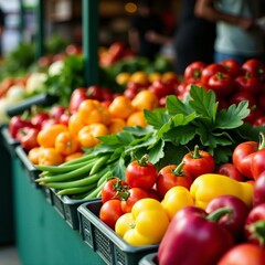 colorful array of fresh vegetables at local farmers market, farm, vibrant