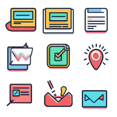 Poster - Business Icons set with Website Analytics and Check Mark Isolated