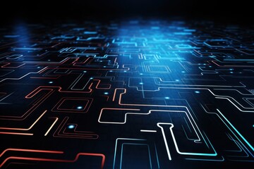 Poster - dark digital circuit board technology background