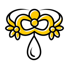 Poster - Decorative vector icon featuring a stylized bow with floral elements and a droplet design, suitable for various graphic applications and projects