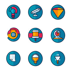 Poster - Collection of icons representing business analysis and strategic planning.