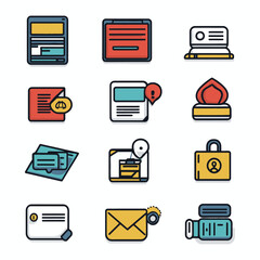 Poster - Colorful Illustration of Business and Communication Icons for Web Design