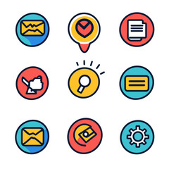 Poster - Interface icon set for mobile apps and web design concept layout