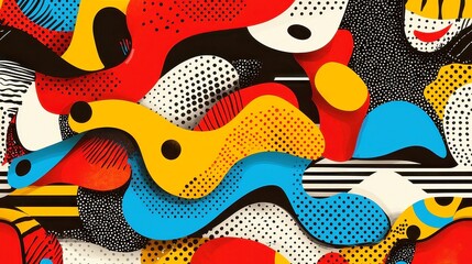 Poster - Aboriginal Dot Art Pattern, seamless design featuring traditional motifs, ideal for creative projects, offers ample space for text, minimalistic vector line art elements