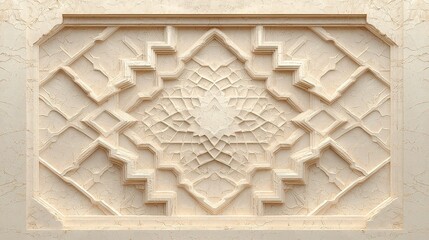 Poster - Algerian Kasbah Geometric Pattern, intricate seamless design featuring bold lines and shapes, ideal for backgrounds or textile prints, emphasizing cultural artistry and simplicity