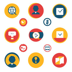 Poster - Colorful Flat Design Icon Set Featuring Business and Technology Elements