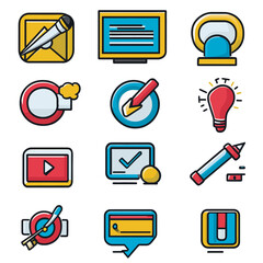 Poster - Vector icons representing business and creative tools on a white background