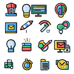 Poster - Business and Marketing Icon Set: Ideas, Planning, Strategy, Communication