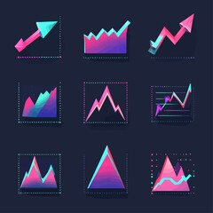 Poster - Colorful Graph Illustrations Representing Business Trends and Data Analysis