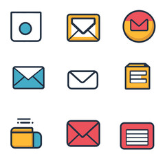 Poster - Email Communication Icons Set - Modern Minimalist Style and Bright Colors