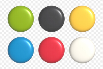 Poster - 3d realistic shapes set. colorful round buttons for ui ux design or mock-up template.
