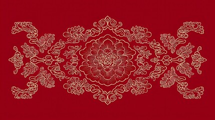 Poster - Tibetan Thangka Art Seamless Craft Background, intricate line art design, vibrant colors, suitable for various creative projects, features elegant motifs and ample copy-space