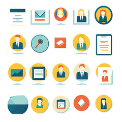Poster - Business Vector Icons: People, Messages, Documents, Search and Tasks