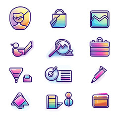 Poster - Business and Technology Icons on White Background