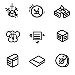 Poster - Black outline geometric shapes, icons symbolizing business concept tools