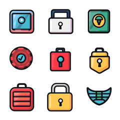 Poster - Security Icons: Locks, Safe, and Shield for Data Protection Assurance