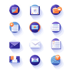Poster - Email Icon Set: Vector Illustration for Communication and Business Use