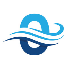 Poster - The image shows a flat logo design of a number 0 with three wave lines in blue color..
