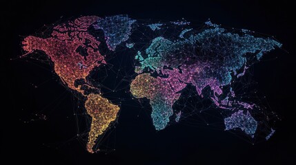 Poster - A stylized economic world map with AI-powered trade growth indicators and commerce routes.