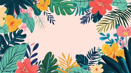 Poster - A whimsical floral border with vibrant acrylic-painted petals and leaves.