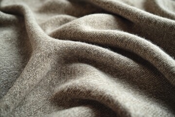 Poster - A textured close-up of woven wool fabric, draping with gentle folds and subtle color variations, showcasing the warmth and soft details, creating an inviting and comforting visual.