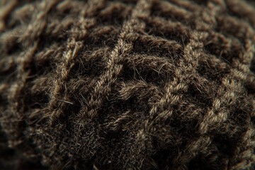 Poster - A tightly cropped macro photograph showcasing the intricate details of a knit fabric, with a focus on the texture and patterns formed by the interwoven yarn strands.