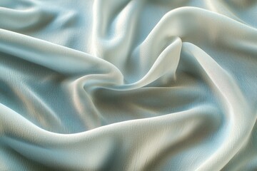 Poster - Abstract close-up of soft, flowing fabric in calming teal tones, creating a serene and textured background with gentle folds and subtle light play.