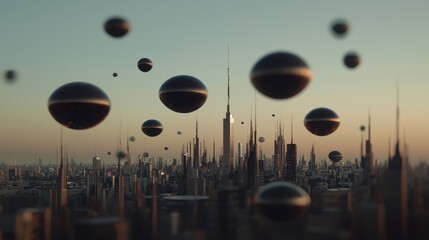 Leinwandbilder - Abstract floating shapes in soft white tones with a high-tech business concept.