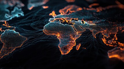 Poster - Abstract global economy concept with a stylized world map and dynamic financial growth lines.