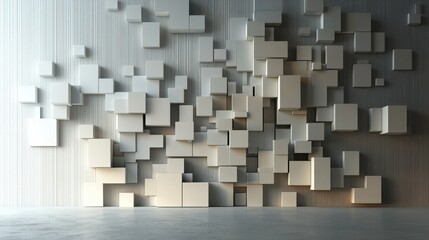 Fototapete - Abstract business concept featuring a clean white background with futuristic 3D elements.