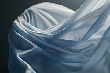 Poster - Abstract flowing blue fabric creating soft waves and delicate texture, ideal for elegant backgrounds or designs emphasizing fluidity and serene atmosphere with a calming effect.