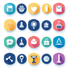 Poster - Colorful assorted icon set. Web, App interface sign and symbol collection