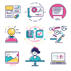 Poster - Business graphic icons for creative website design and data analysis
