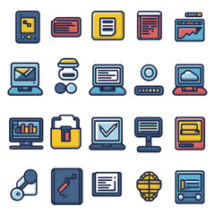 Poster - Business and Technology Icons - Computers, Charts, and Communication Tools