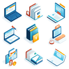 Poster - Isometric Vector Illustration of Business Data Management and Information