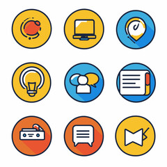 Poster - Internet icon set showing communication, connection, and technology