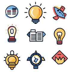 Poster - Innovation Icons Set: Ideas, Startups, News, Compass and Graphic Resources