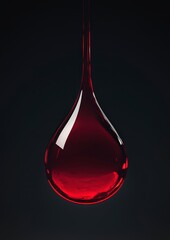 Poster - Glimmering Red Droplet on Black Background with Reflection