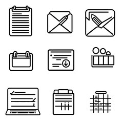 Poster - Business Icons: Email, Calendar, Checklist, Analytics in Black and White