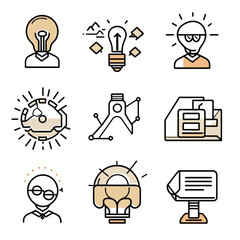 Poster - Conceptual Icons Illustrating Innovation, Ideas, and Technology Solutions