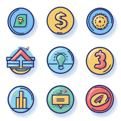 Poster - Finance Icons set: Currency, Money, Graph, Strategy, Idea, Gear and more