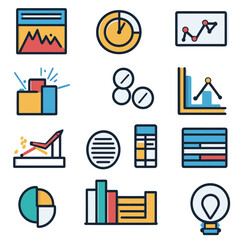 Poster - Colorful Business Data Chart and Diagram Elements on White Background