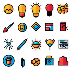 Poster - Collection of Colorful Flat Design Icons for Web Design and User Interface