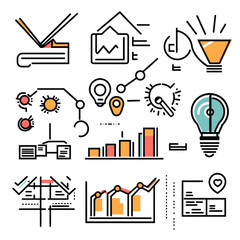Poster - Abstract Infographic Icons Representing Business Data and Analytics
