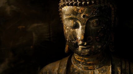 Wall Mural - A weathered statue of Buddha.