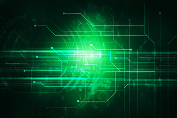Poster - 2d illustration abstract futuristic electronic circuit technology background