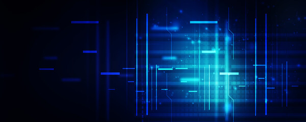 Poster - 2d illustration abstract futuristic electronic circuit technology background